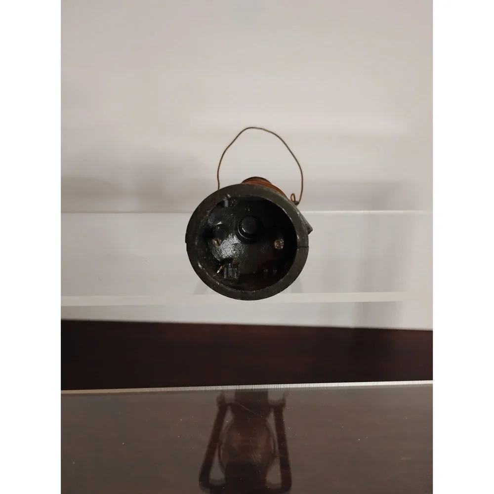 Miniature Hurricane Lantern Decorative Bronze Metal Glass Globe Dollhouse Decor